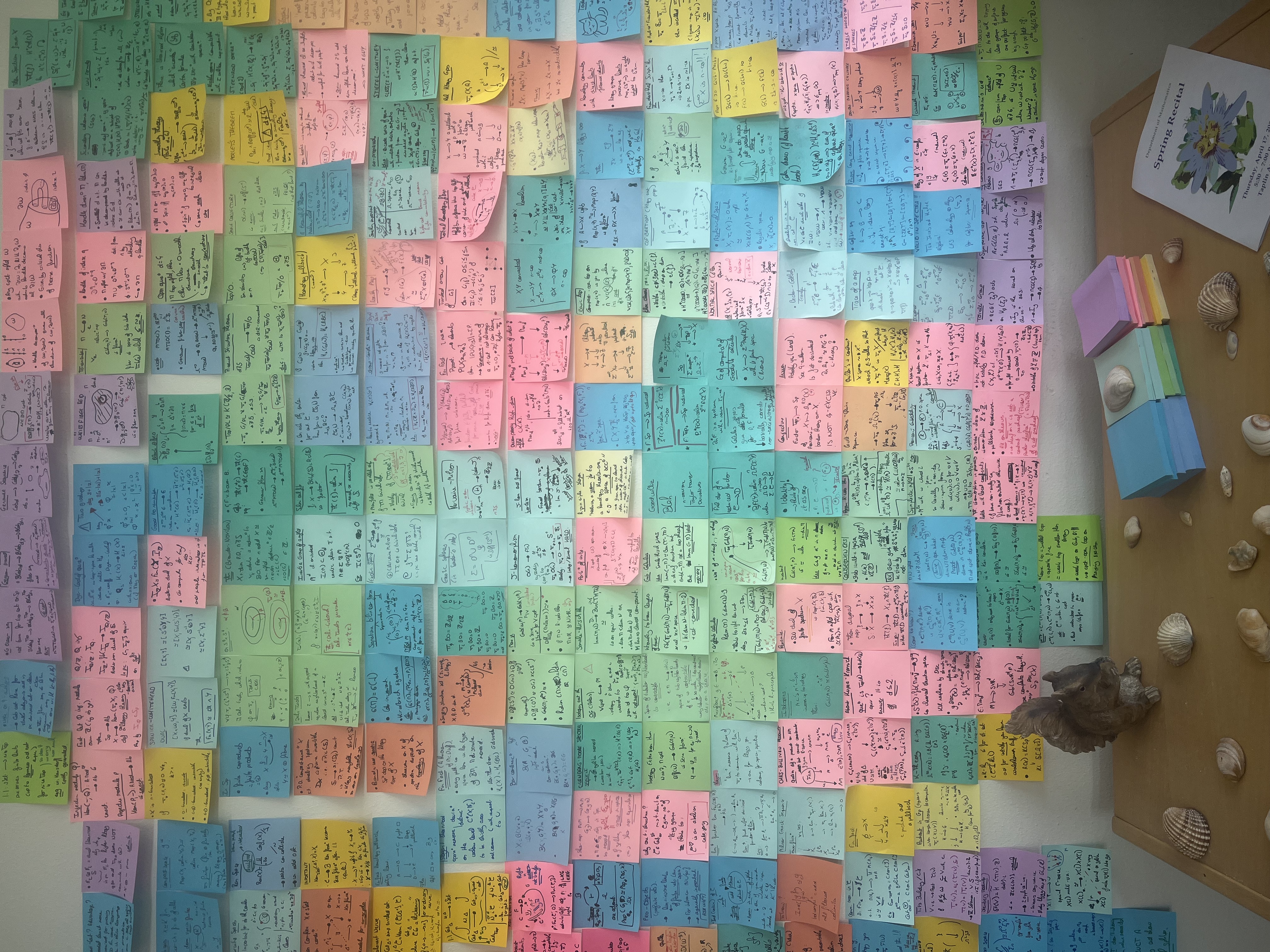The post-its wall and a rainbow made of post-its